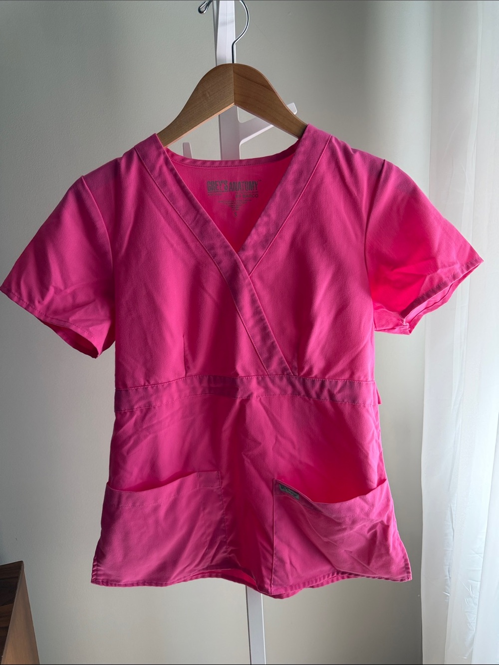 Grey's Anatomy Women's V-Neck Scrub Top in Hot Pink Small